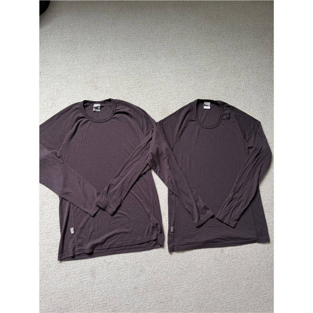 Icebreaker Outdoor Base Layer Shirt Size XL Brown Merino Wool 2 Bundle FAIR